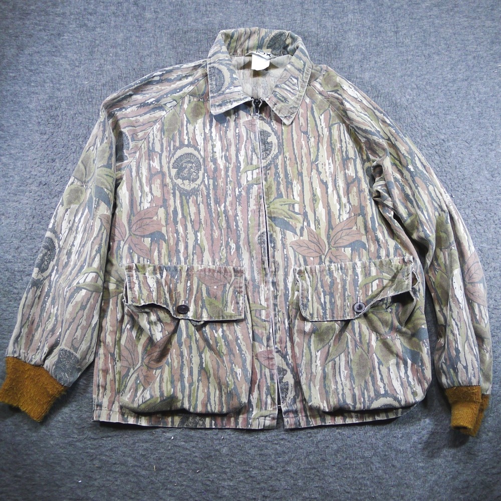 Vintage 10X Realtree Bark Camo Jacket Mens Medium Brown‎ Full Zip Turkey Hunting